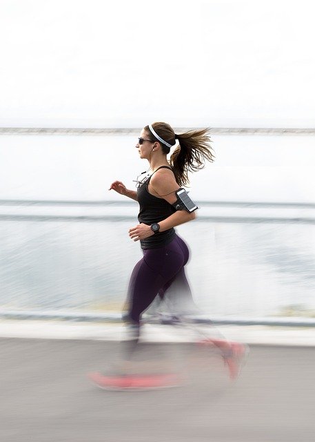 people, woman, running